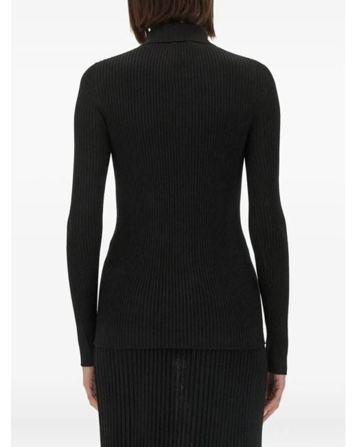 Kiton Black Buttoned Ribbed Top