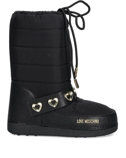 Love Moschino キルティング ハートブーツ Black