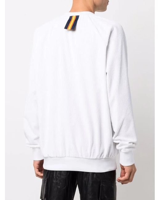 K-Way White Ribbed Crew Neck Sweatshirt for men