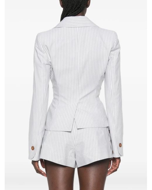 Vivienne Westwood White Veste Drunken À Fines Rayures