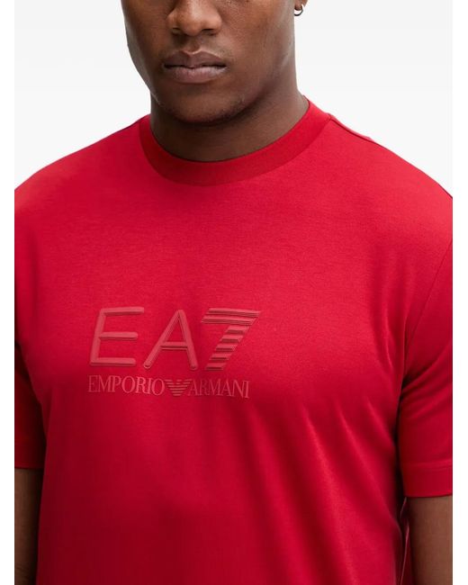 EA7 Red Logo-Print Short-Sleeve T-Shirt for men
