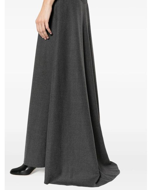 Alberta Ferretti Black Bustier Flannel Maxi Dress