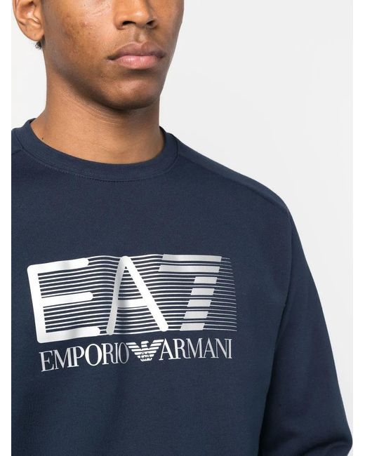 Sudadera Con Logo Estampado EA7 de hombre de color Blue