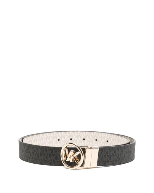 Michael Kors White All-Over Logo Print Belt