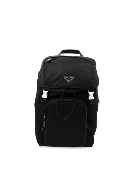 Prada Black Re-Nylon And Saffiano Leather Backpack for men