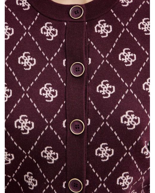 Guess Red Cardigan À Motif Monogrammé
