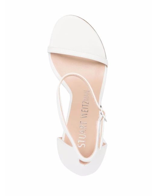 Stuart Weitzman White Stiletto-Heel Leather Sandals