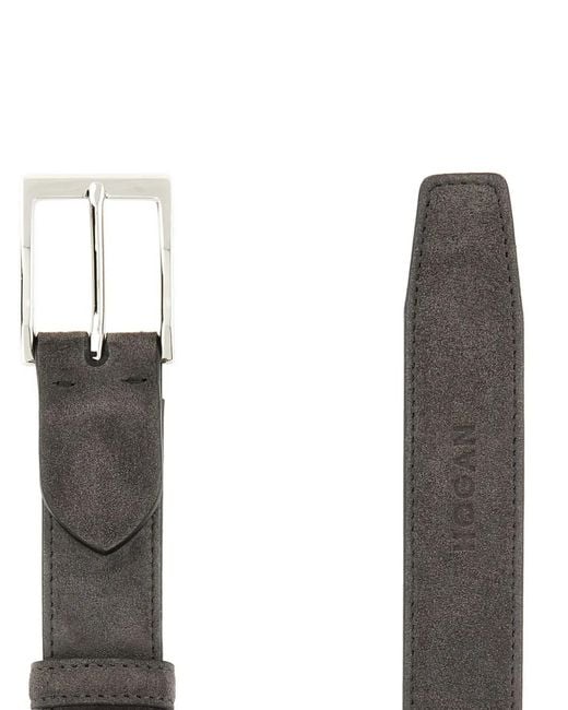 Hogan Gray Logo Buckle Belt for men