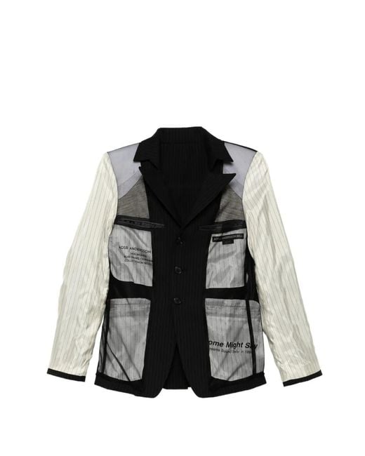 ANDERSSON BELL Black Pinstripe Deconstructed Jacket
