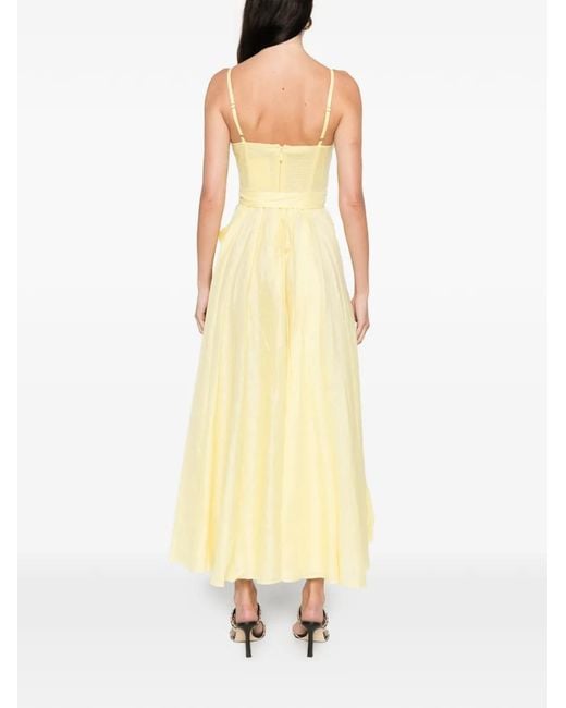 Zimmermann Yellow Shirred Mini Dress With Adjustable Straps And Cut-Out Detail