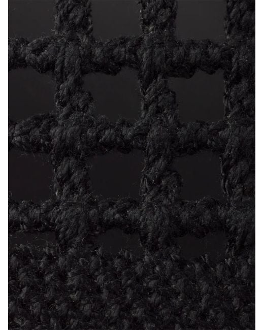 Prada Black Crochet Wedge Platform Sandals