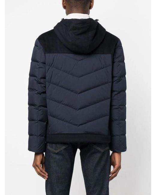 Corneliani Blue Hooded Padded-Design Jacket for men