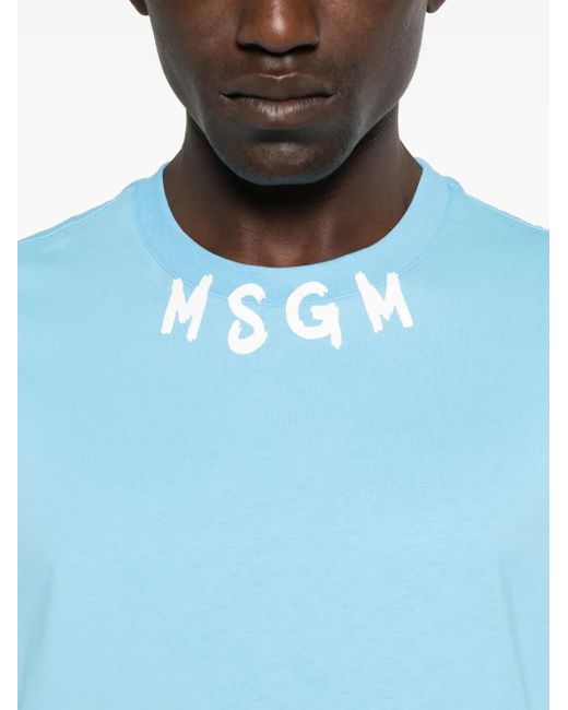 MSGM Blue T-shirt Logo for men