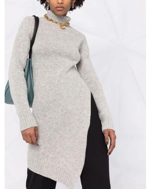 Jil Sander White Asymmetric Wool Sweater