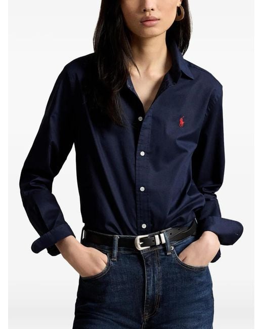 Polo Ralph Lauren Blue Pony-Embroidered Buttoned Shirt