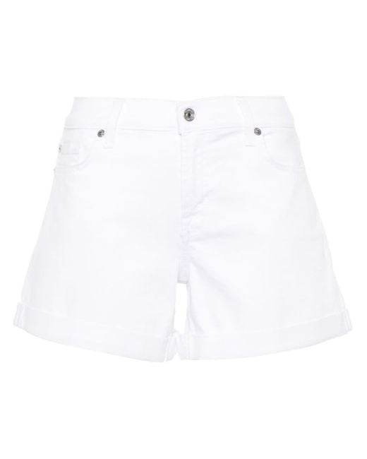 7 For All Mankind White Logo-patch Twill Shorts
