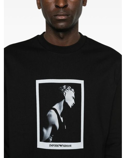 Emporio Armani Black Graphic-Print Sweatshirt for men