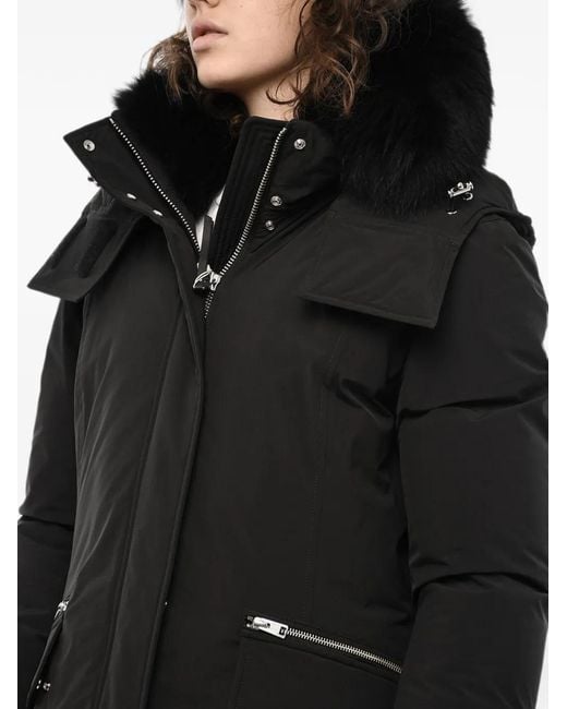 Woolrich Black Mahan Removable-Hood Puffer Coat