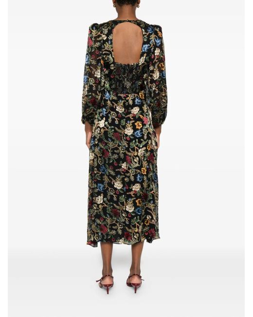 Alice + Olivia Black Asymmetrisches Kleid mit Blumen-Print