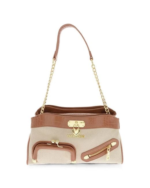 Love Moschino White Crocodile-Effect Tote Bag