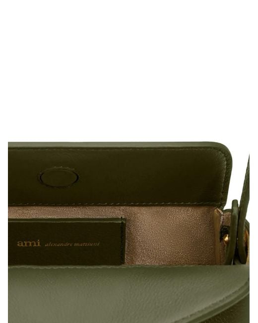 AMI White Mini Carrousel Leather Shoulder Bag