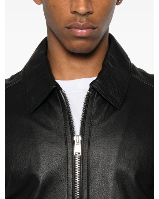 Boss Black Regular-Fit Leather Jacket With Zip Closure for men