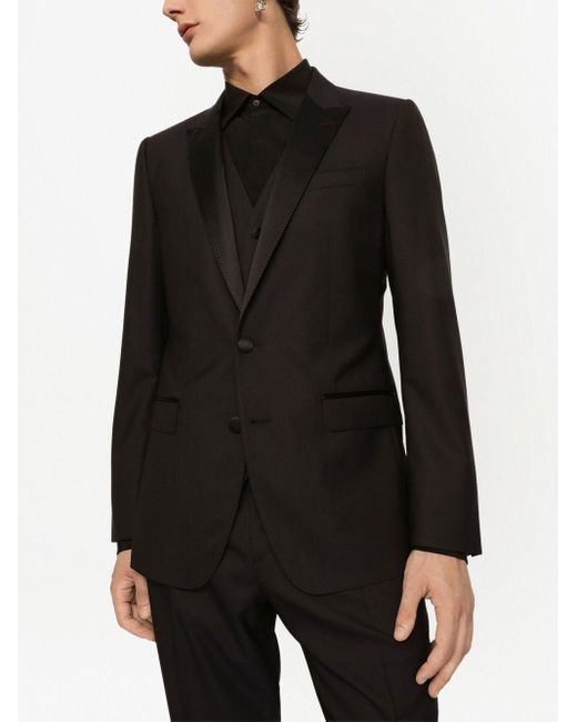 Dolce & Gabbana Black Martini-fit Wool-silk Three-piece Tuxedo Suit for men