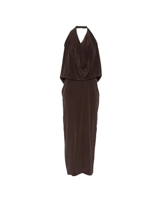 Alysi Brown Halterneck Maxi Dress