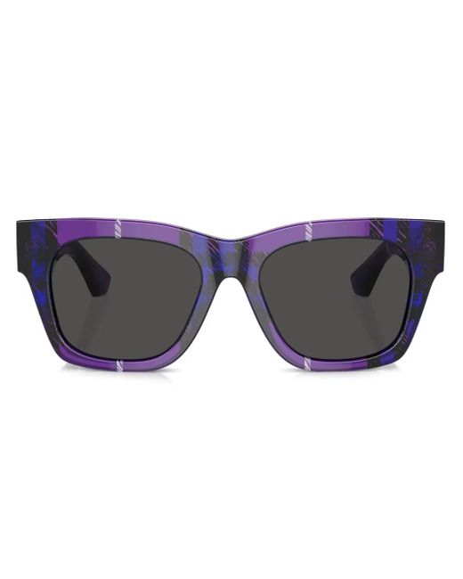 Burberry Blue Checkered Wayfarer-Frame Sunglasses