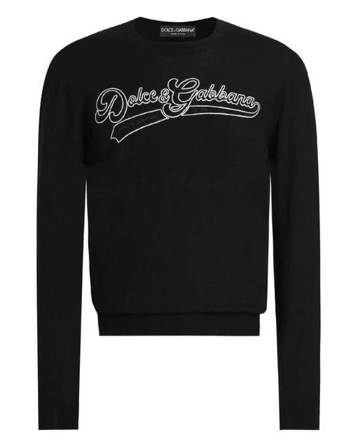 Dolce & Gabbana Black Logo Crew Neck Knitwear for men