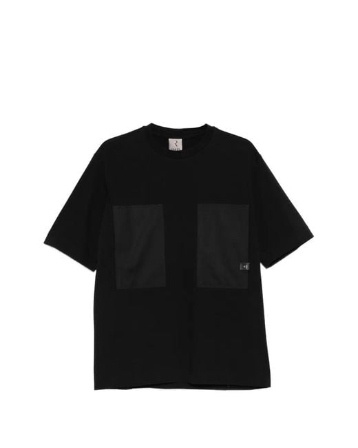 Rhun Black Round-Neck Pocket T-Shirt for men