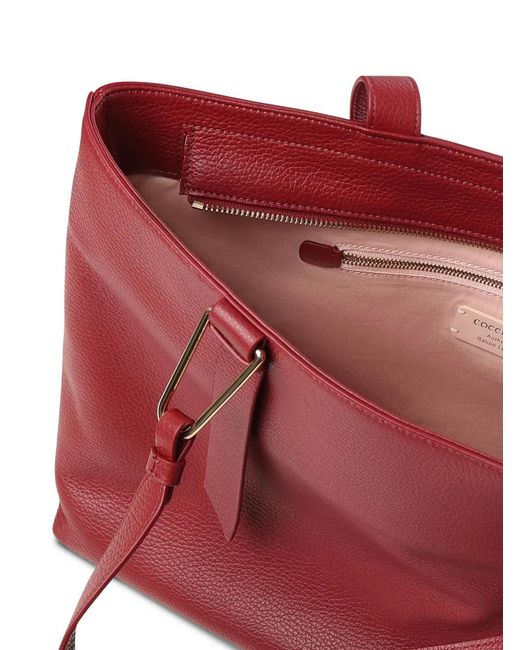 Coccinelle Red Large Malory Leather Shoulder Bag