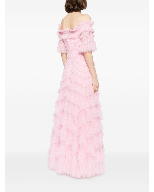 Needle & Thread Pink Lana Off-shoulder Gown