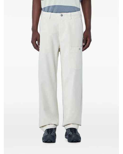 Stone Island White Buttoned Pocket Trousers for men