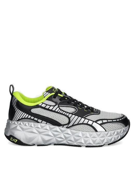 EA7 Gray Geometric-Patterned Sneakers for men