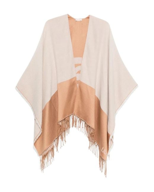Liu Jo Tweekleurige Cape Met Franje in het White
