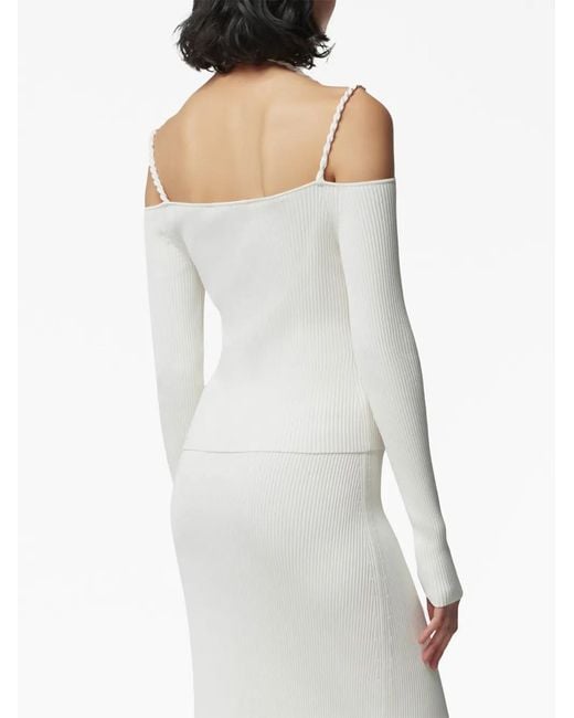 Altuzarra White Odin Cut-Out Ribbed-Knit Sweater