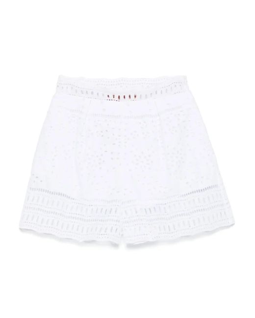 Ermanno Scervino White Shorts Mit Lochstickerei