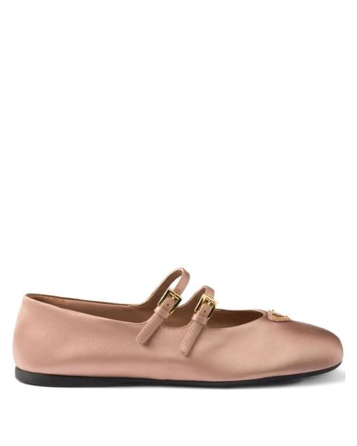 Prada Brown Satin Ballet Flats
