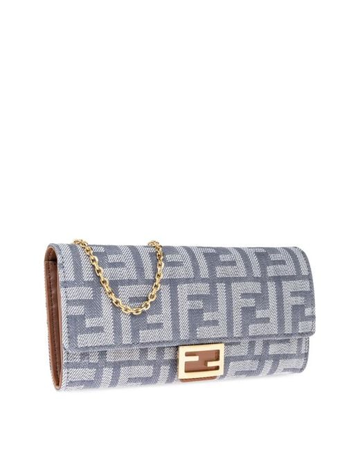Fendi Gray Logo-Patterned Clutch Bag