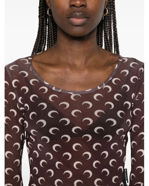 MARINE SERRE Brown Moon-Print T-Shirt
