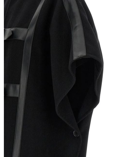 Twinset Black Buckle-Strap Wool-Blend Cape