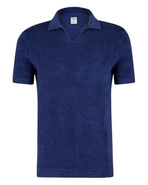 Polo Peter di Fedeli in Blue da Uomo