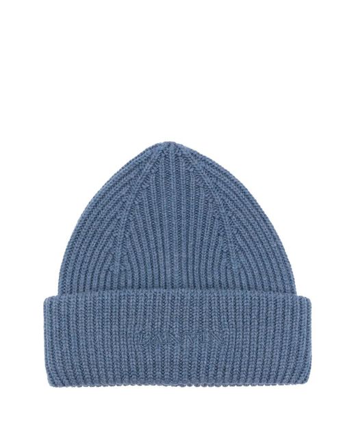 Lanvin Beanie mit geripptem Logo in Blue für Herren