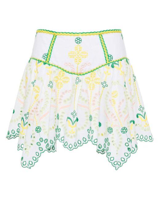 Charo Ruiz Green Pauline Broderie-anglaise Mini Skirt