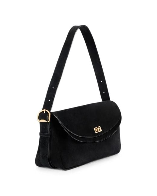 Sandro Black Le Mambo Suede Shoulder Bag