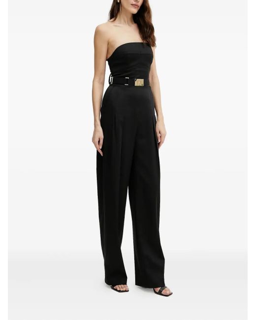 Elisabetta Franchi Black Strapless Belted Jumpsuit