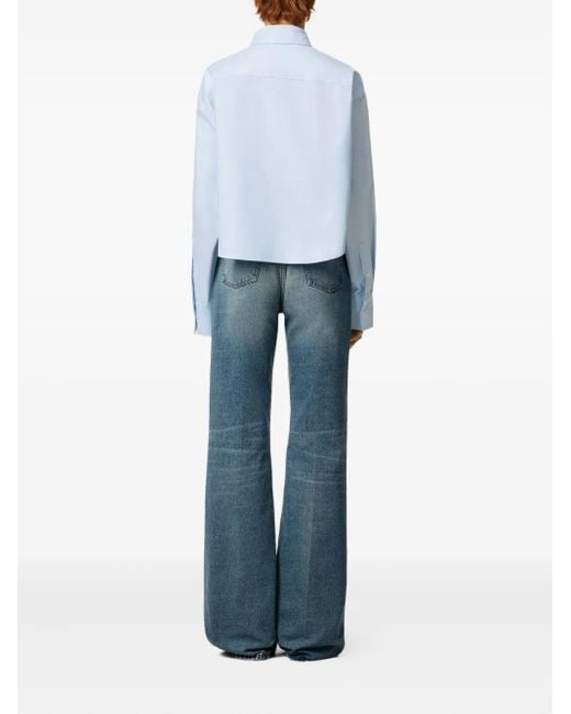 Camicia Oxford Crop di AMI in Blue