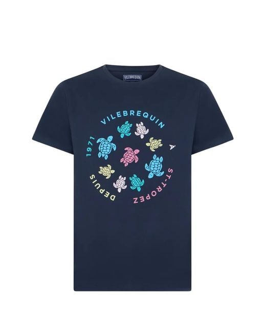 Vilebrequin Blue Turtle-Graphic T-Shirt for men