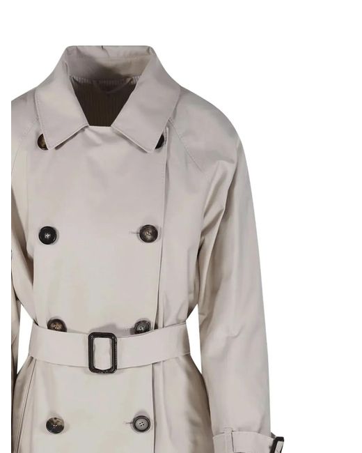 Max Mara White Belted Double-Breasted Coat
